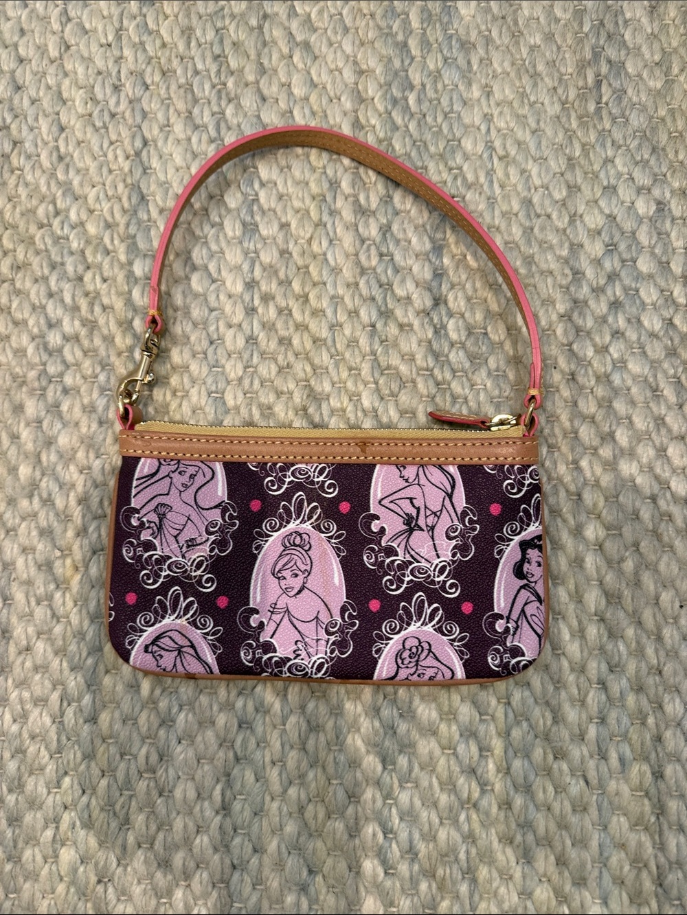 Dooney & Bourke Pink and Brown Disney Princess Wristlet - Picture 2 of 2